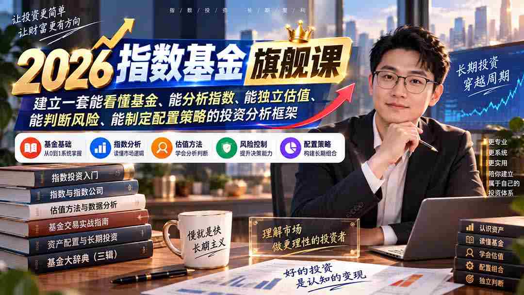 （20298期）2026指数基金旗舰课｜建立一套能看懂基金、能分析指数、能独立估值、能判断风险、能制定配置策略的投资分析框架