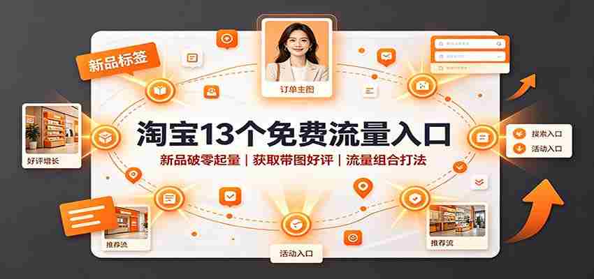 淘宝13个免费流量入口：新品破零起量，获取带图好评，流量组合打法
