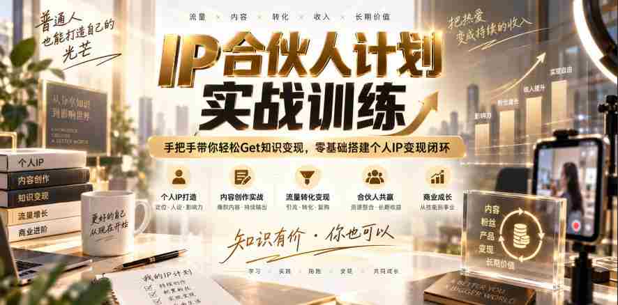 IP合伙人计划实战训练，手把手带你轻松Get知识变现，零基础搭建个人IP变现闭环（更新260908）