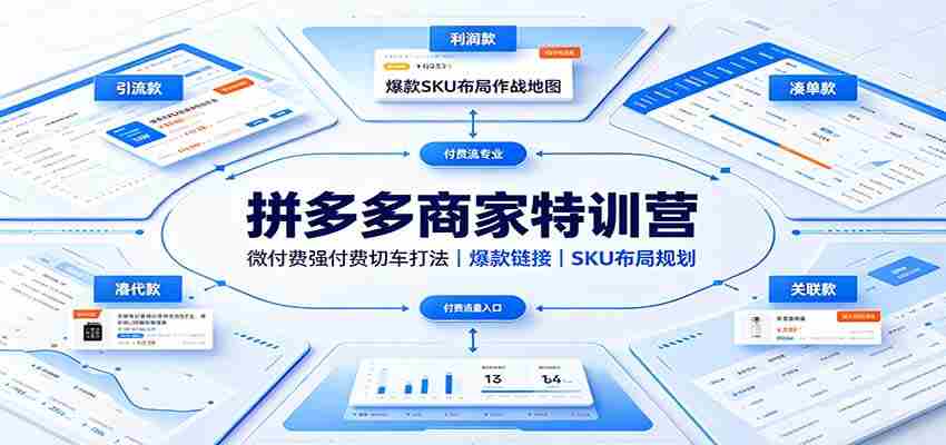 拼多多商家特训营：微付费强付费切车打法，爆款链接，SKU布局规划