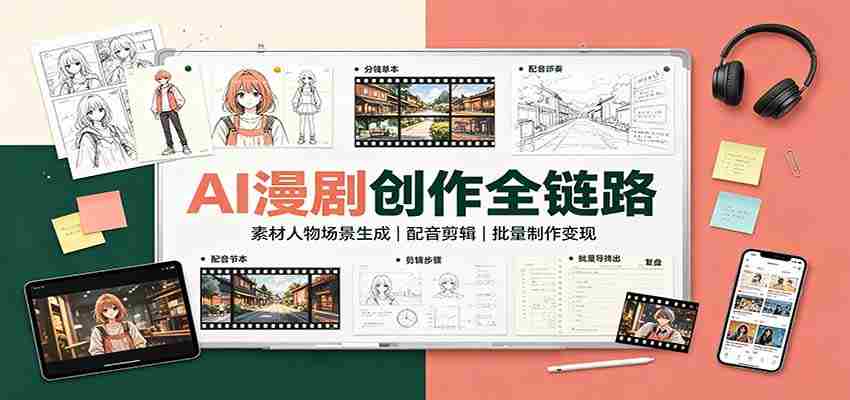 AI漫剧创作全链路：素材人物场景生成，配音剪辑，批量制作变现