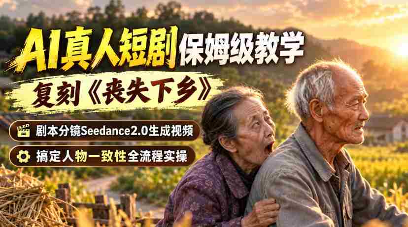 AI真人短剧保姆级教学，复刻《丧失下乡》，剧本分镜Seedance2.0生成视频，搞定人物一致性全流程实操