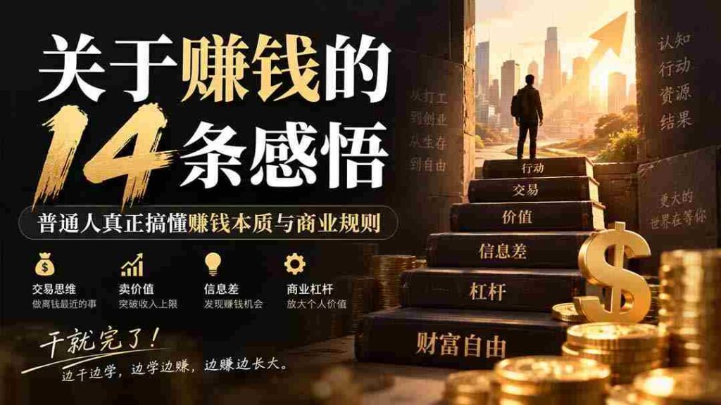 付费文章：关于賺钱的14条感悟关于赚钱的14条感悟：普通人真正搞懂赚钱本质与商业规则
