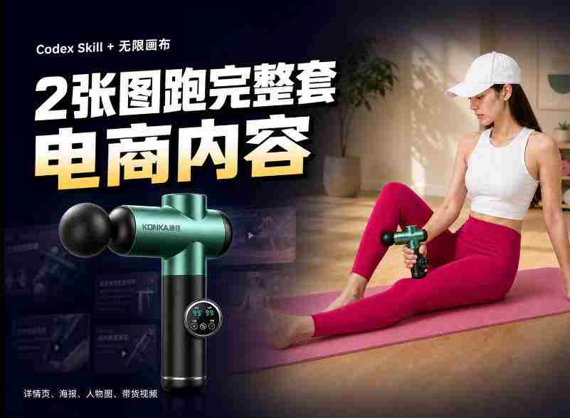 Codex+Skill+无限画布：两张图跑出一整套电商内容