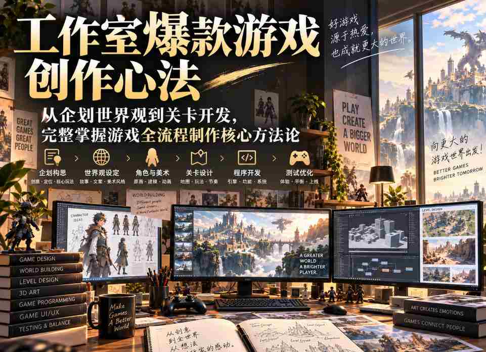 工作室爆款游戏创作心法｜从企划世界观到关卡开发，完整掌握游戏全流程制作核心方法论