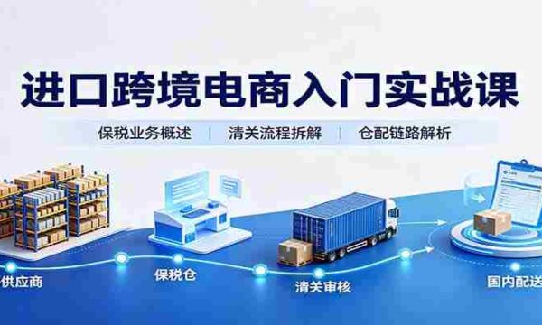 进口跨境电商入门实战课：基础概念政策解读，保税业务流程，多类系统模式教学