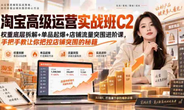 淘宝高级运营实战班C2｜权重底层拆解+单品起爆+店铺流量突围进阶课，手把手教让你把控店铺突围的秘籍