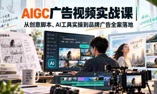 AIGC广告视频实战课｜从创意脚本、AI工具实操到品牌广告全案落地