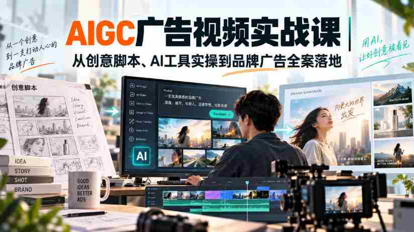 AIGC广告视频实战课｜从创意脚本、AI工具实操到品牌广告全案落地
