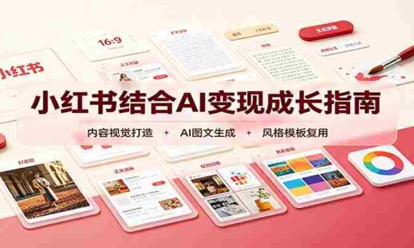 小红书结合AI变现成长指南：账号精准定位，内容视觉打造，搭建可复制流量获客体系