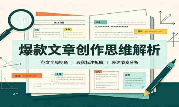 爆款文章创作思维解析：全局视角拆解范文，梳理行文逻辑，搭配真实拆文实操案例