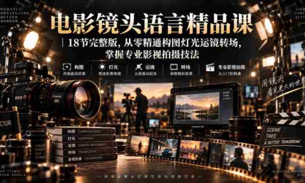 电影镜头语言精品课｜18节完整版，从零精通构图灯光运镜转场，掌握专业影视拍摄技法