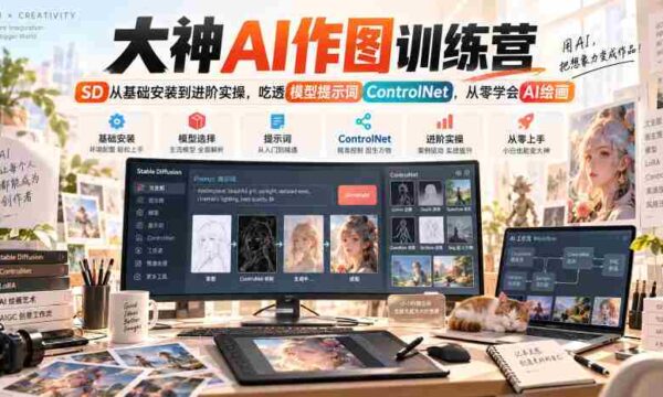 大神AI作图训练营，SD从基础安装到进阶实操，吃透模型提示词ControlNet，从零学会AI绘画