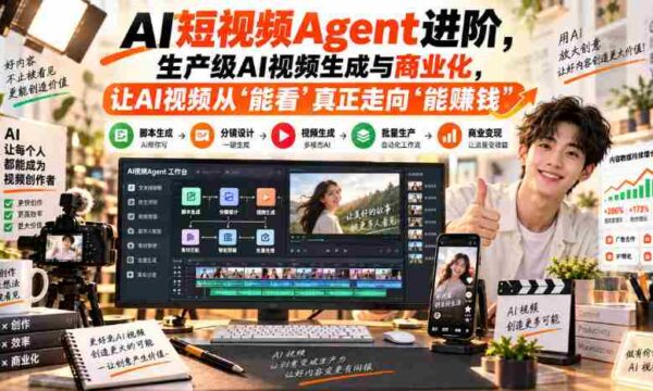 AI短视频Agent进阶，生产级AI视频生成与商业化，让AI视频从”能看”真正走向”能賺钱”