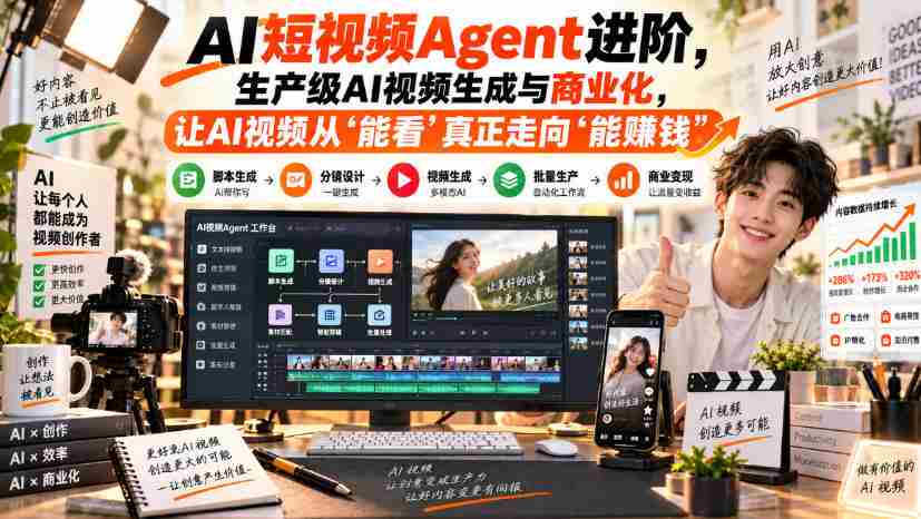AI短视频Agent进阶，生产级AI视频生成与商业化，让AI视频从”能看”真正走向”能賺钱”