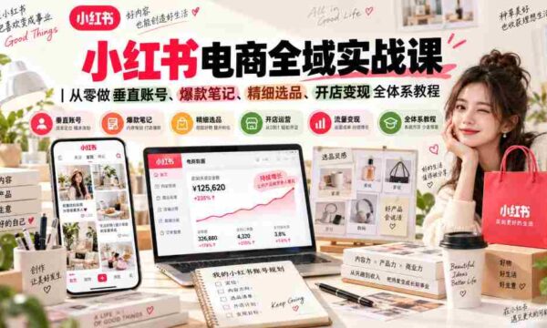 小红书电商全域实战课｜从零做垂直账号、爆款笔记、精细选品、开店变现全体系教程