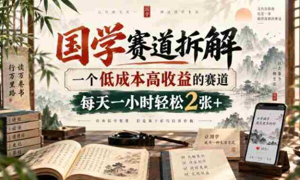 国学赛道拆解，一个低成本高收益的赛道，每天一小时轻松2张+