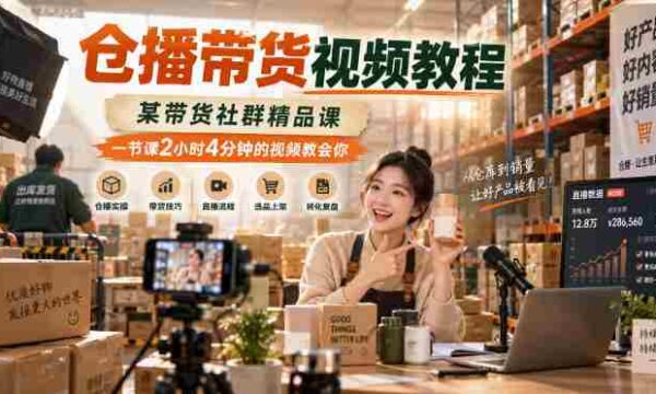 仓播带货视频教程，某带货社群精品课，一节课2小时4分钟的视频教会你