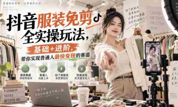 抖音服装免剪全实操玩法，基础+进阶，带你实现普通人最快变现的赛道