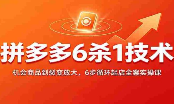 拼多多6杀1技术：机会商品到裂变放大，6步循环起店全案实操课