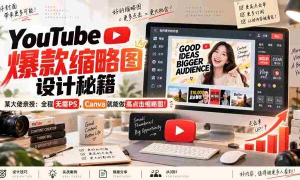 YouTube爆款缩略图设计秘籍，某油管大佬（610万订阅者）亲授，全程无需PS，Canva就能做高点击缩略图！【原创双语字幕】