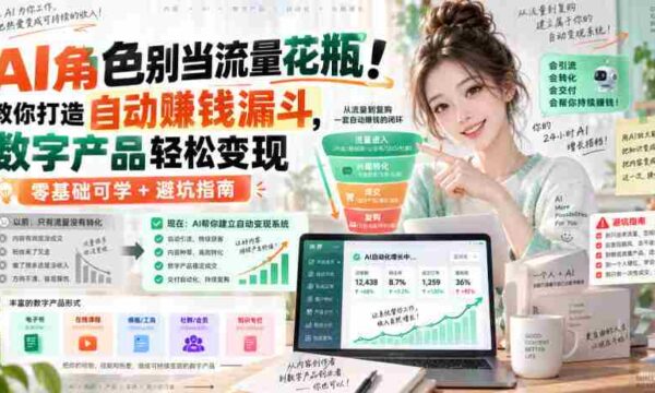 AI角色别当流量花瓶！教你打造自动賺钱漏斗，数字产品轻松变现（零基础可学+避坑指南）【原创双语字幕】