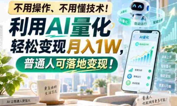 利用AI量化轻松变现月入1W，普通人可落地变现，不用操作、不用懂技术！