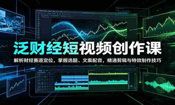 泛财经短视频创作课：解析财经赛道定位，掌握选题、文案配音，精通剪辑与特效制作技巧