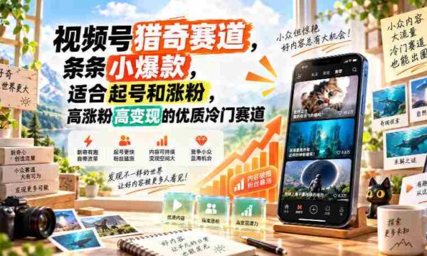 视频号猎奇赛道，条条小爆款，适合起号和涨粉，高涨粉高变现的优质冷门赛道