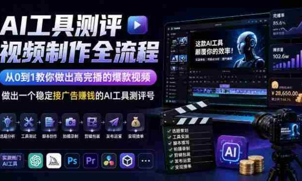 从零开始打造爆款AI测评视频，掌握全流程，轻松实现高完播率，开启广告收益之旅