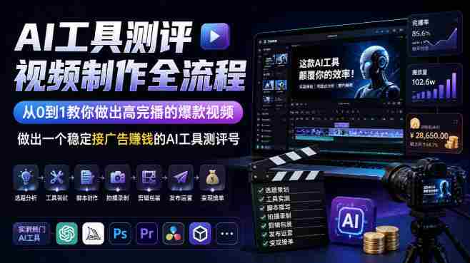 从零开始打造爆款AI测评视频，掌握全流程，轻松实现高完播率，开启广告收益之旅