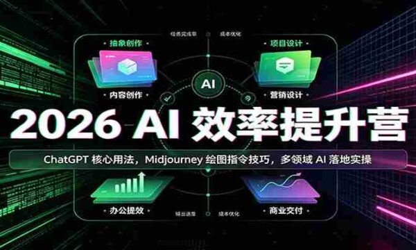 2026 AI效率提升营：ChatGPT核心用法，Midjourney绘图指令技巧，多领域AI落地实操