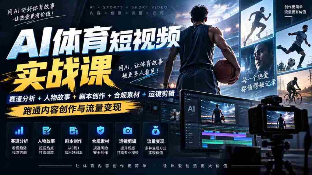 AI运动短视频领域顶尖策略揭秘：深度解析+人物传奇+剧情编写+版权维护+镜头剪辑，解锁流量盈利秘籍——日入千金不是梦