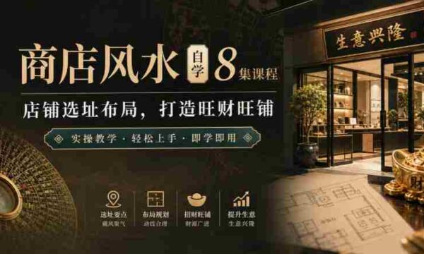 店铺风水布局全攻略：8节自学课程，教你选址秘籍，打造财富磁场实操教学