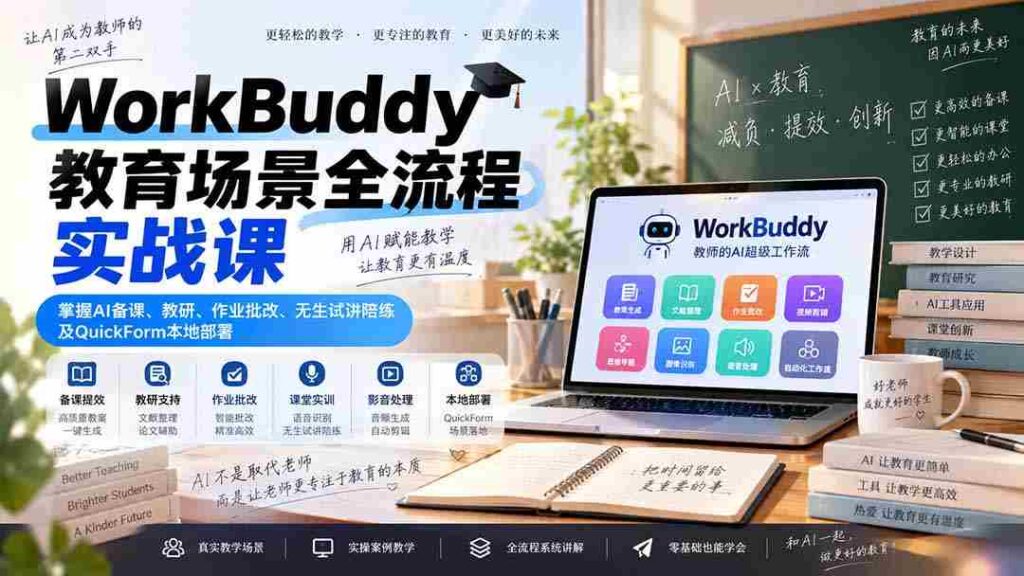 全链路教育实战：WorkBuddy助力AI辅助教学，从备课到无生试讲一键掌控