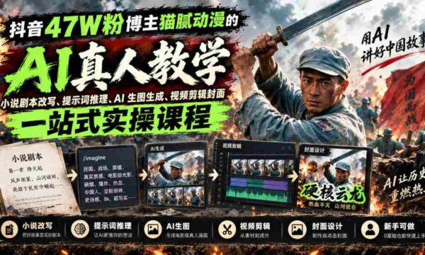 揭秘抖音47万粉丝达人猫腻动漫：AI真人漫剧制作全攻略，从剧本改写到视频剪辑，一网打尽！