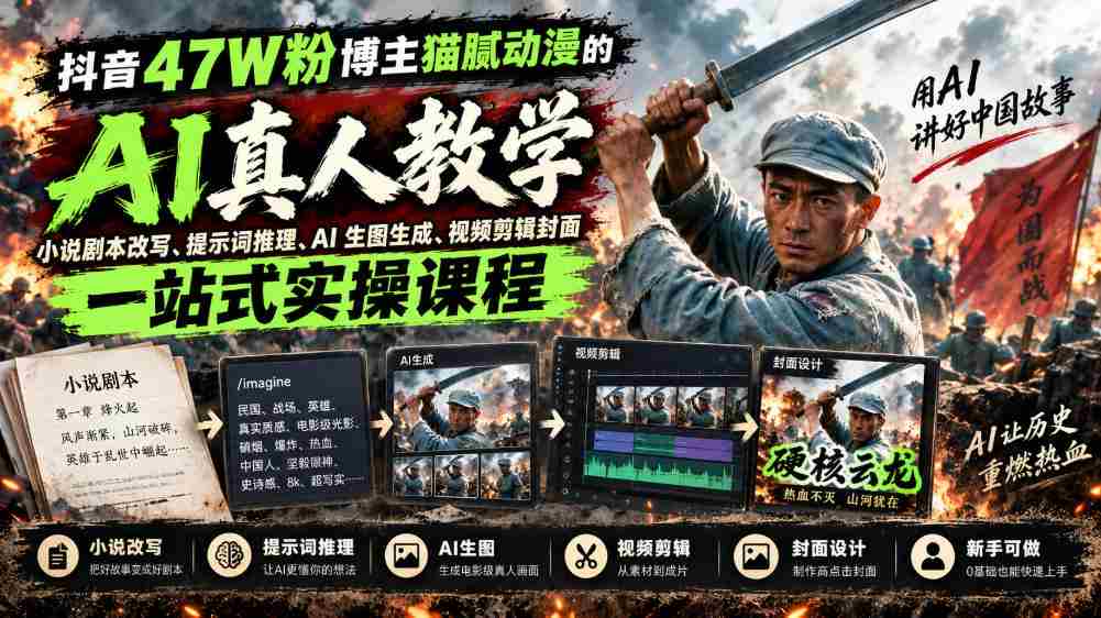 揭秘抖音47万粉丝达人猫腻动漫：AI真人漫剧制作全攻略，从剧本改写到视频剪辑，一网打尽！