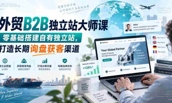 外贸B2B站点搭建高手班，从零起步创建个人独立平台，构建持久询盘客户来源之道