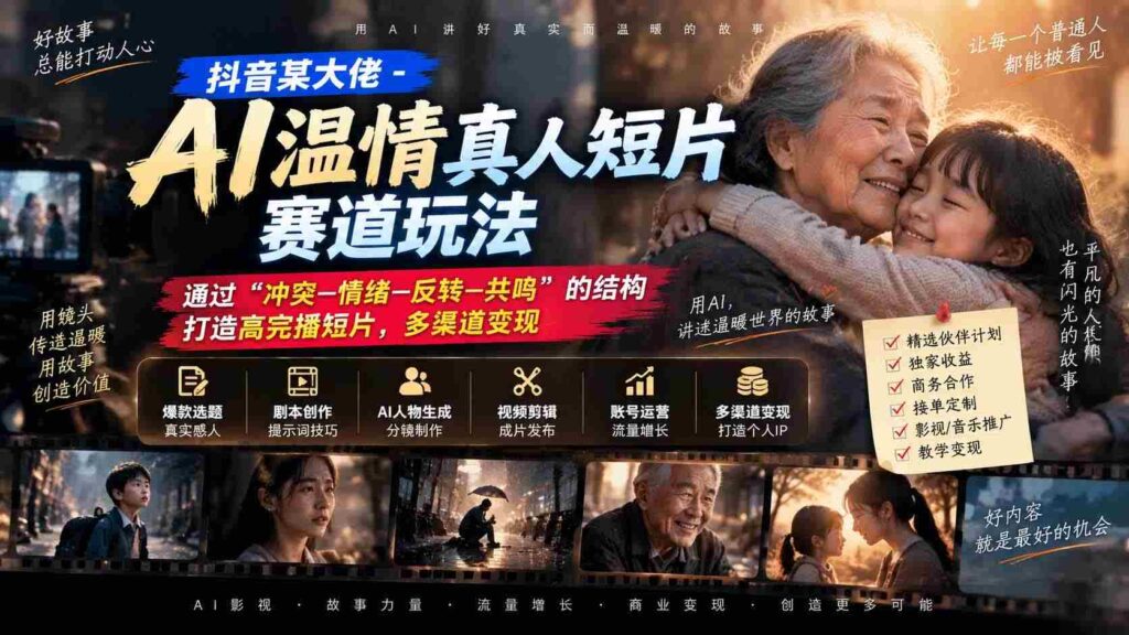 揭秘抖音AI短片新玩法：运用“冲突-情感-反转-共鸣”四步曲，打造爆款高完播作品，多元变现攻略！