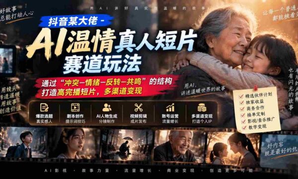 揭秘抖音AI短片新玩法：运用“冲突-情感-反转-共鸣”四步曲，打造爆款高完播作品，多元变现攻略！