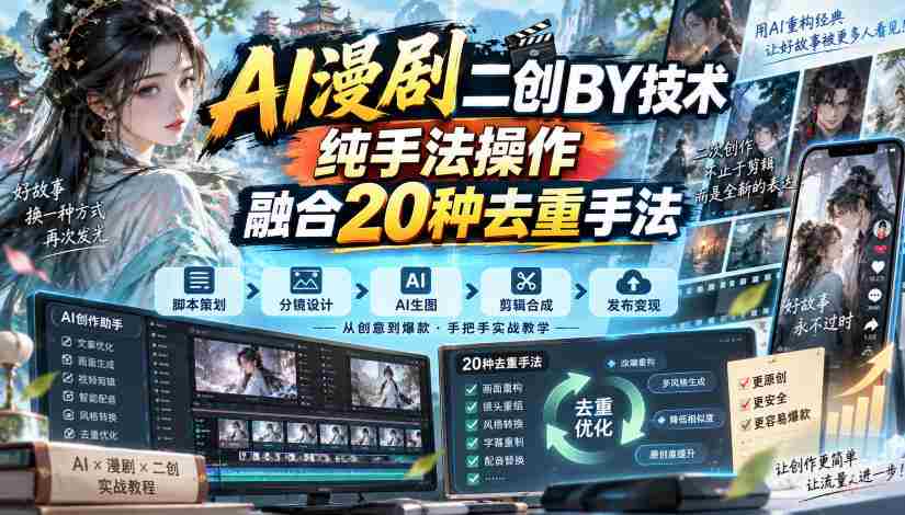 揭秘AI技术与20重去重秘籍：漫剧二创搬运的纯手法之道