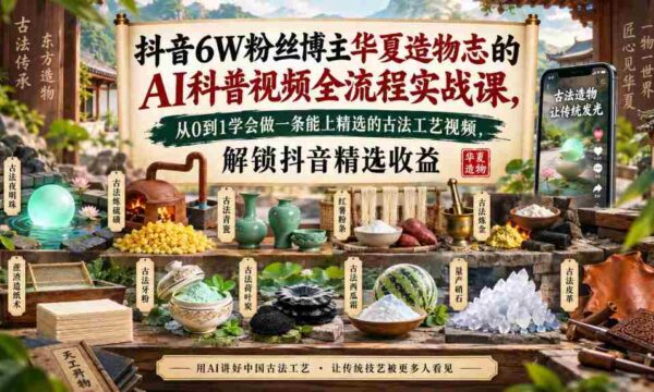 揭秘：抖音红人华夏造物志带你AI实操，打造爆款古法工艺短视频，轻松解锁抖音精选收益通道