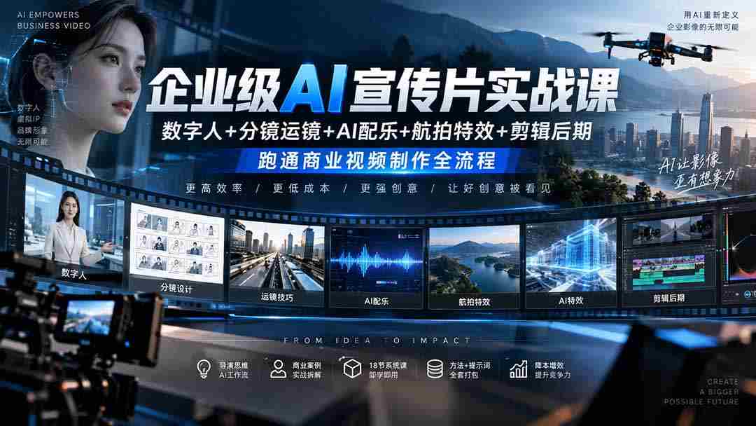 企业AI视频制作攻略：深度解析数字人、分镜技巧、AI音乐、航拍与后期剪辑全链路