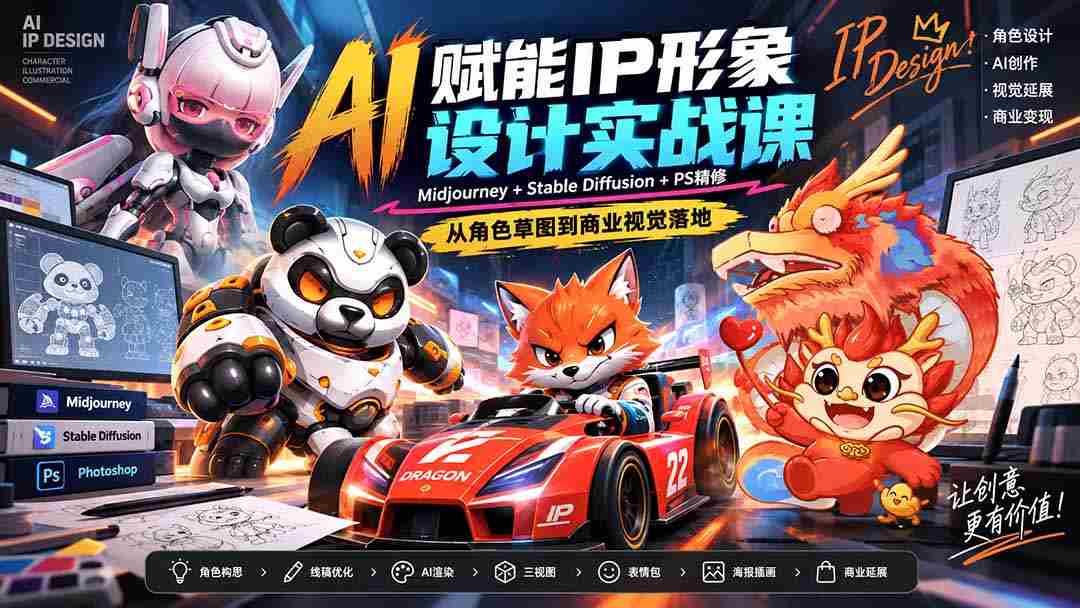 探索AI助力下的IP形象设计技巧：零水印教学，掌握Midjourney、Stable Diffusion与PS的完美融合