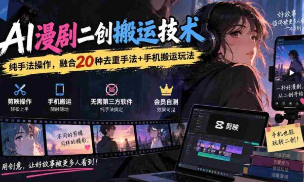 创新AI技术在漫剧二创中的应用：融合多样去重技巧与手机便捷搬运方法