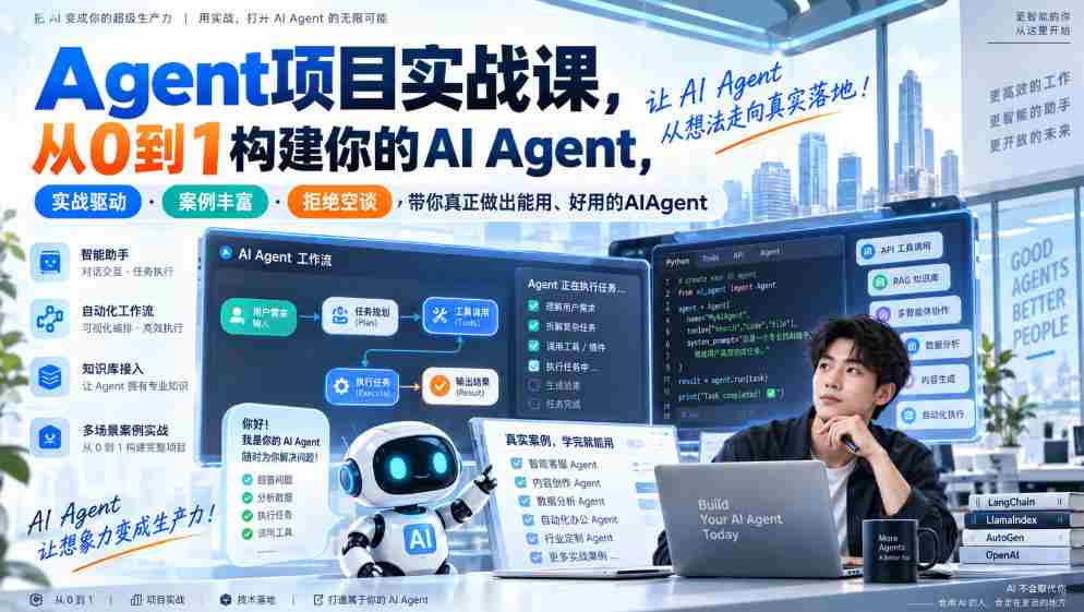 实战解析：Agent项目全攻略，零基础打造高效AI助手，案例详实·实操导向·理论结合，助你打造实用易用的智能代理