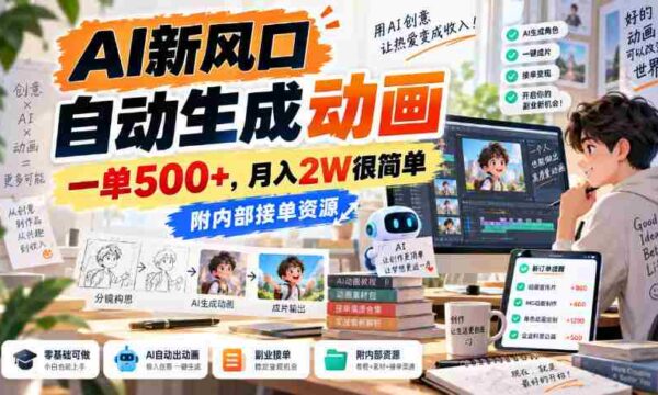 探索AI动画生成前沿，单笔收益过五千，月薪两万不再是梦，独家接单渠道大揭秘！