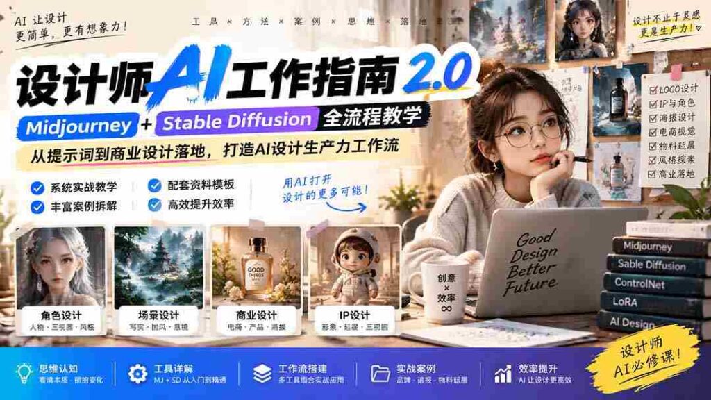 AI赋能设计艺术：设计师进阶宝典2.0 无损版课程》——思维与实操结合，释放设计潜能