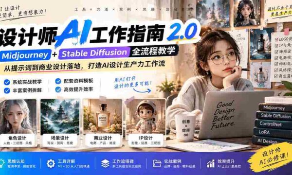 AI赋能设计艺术：设计师进阶宝典2.0 无损版课程》——思维与实操结合，释放设计潜能