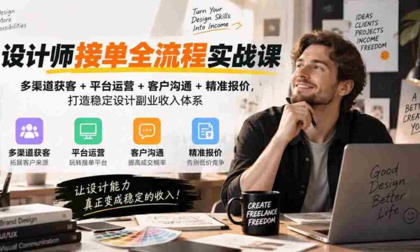 实战解析：设计师订单全链路攻略——无版权水印版，全面掌握多途径吸客、平台经营、沟通技巧与精准报价，构建稳固的设计兼职盈利结构